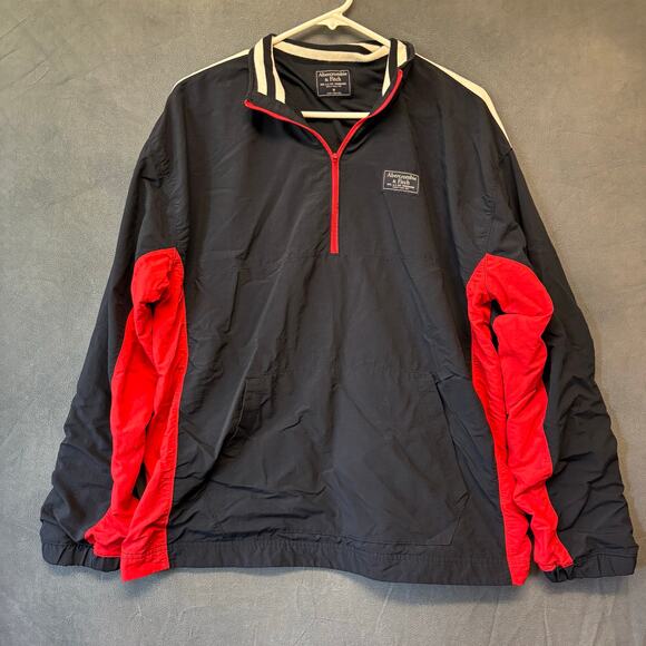 Abercrombie & Fitch Pullover Windbreaker Jacket Anorak Logo Preppy Track Medium - Picture 2 of 14